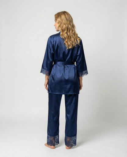 Silk-Blend Lace-Trim Loungewear Set | Women's Evening Lounge Wear 7