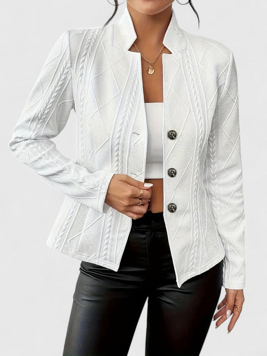 Structured Geometric Texture Jacket | Tailored Women's Blazer 0