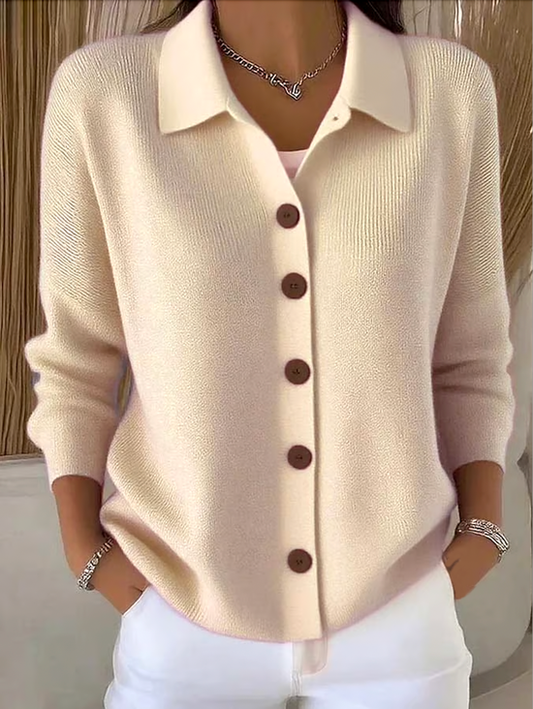 Women’s Button-Up Knit Cardigan with Relaxed Collar 0