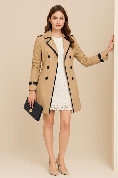 Women's Double-Breasted Trench Coat | Chic Modern Coat 0
