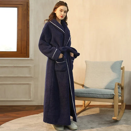 Women’s Flannel Bathrobe Soft Long Sleeve Belted Robe 1