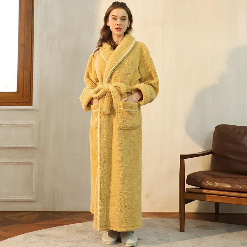 Women’s Flannel Bathrobe Soft Long Sleeve Belted Robe 10