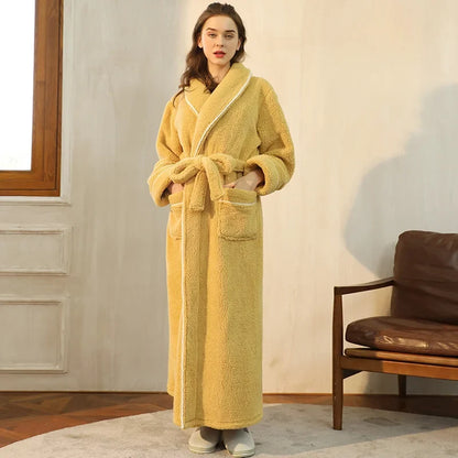Women’s Flannel Bathrobe Soft Long Sleeve Belted Robe 10