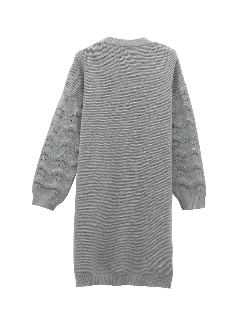 Women’s Long Open-Front Cardigan Lightweight Knit Layer 1