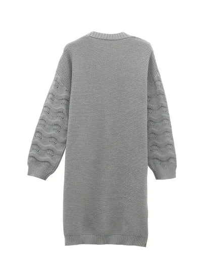 Women’s Long Open-Front Cardigan Lightweight Knit Layer 1