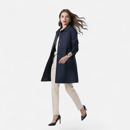 Women's Mid-Length Wool-Blend Trench Coat 4
