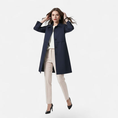 Women's Mid-Length Wool-Blend Trench Coat 5