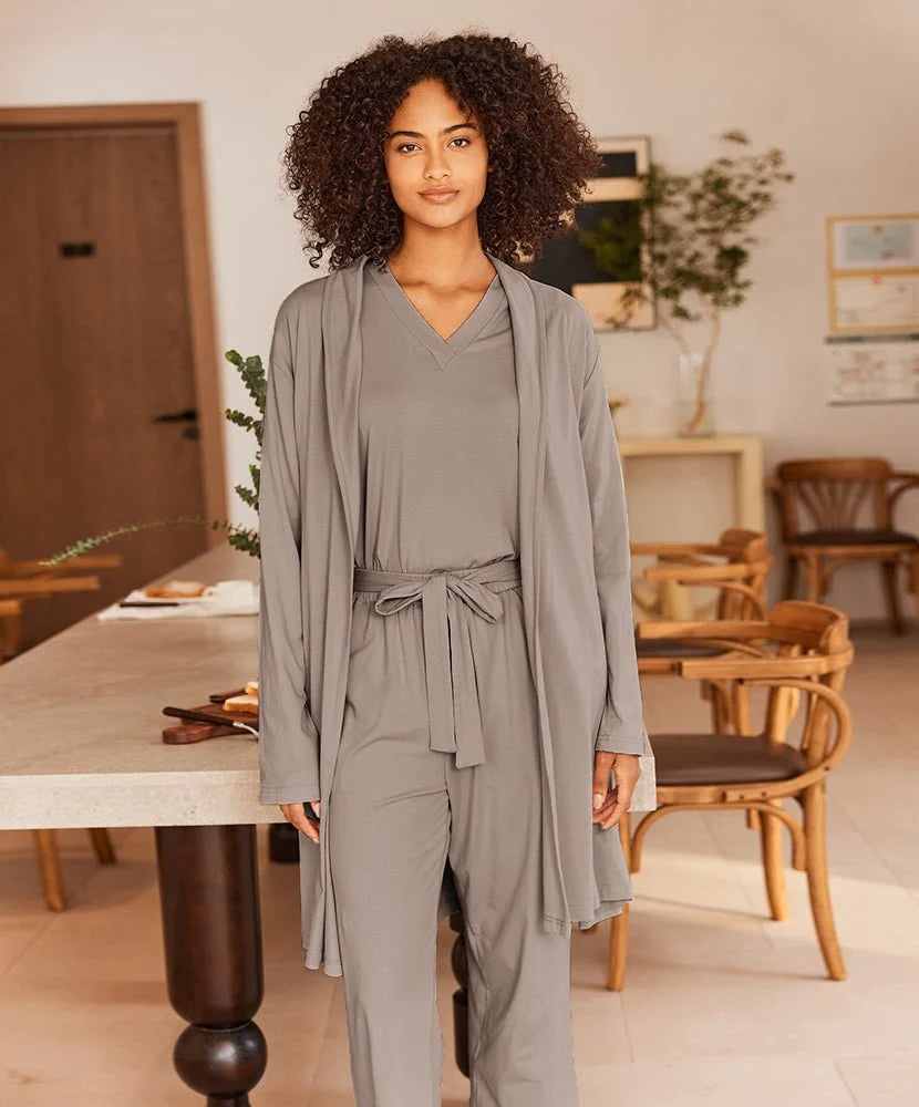 Women’s Three Piece Lounge Set with Longline Robe 4
