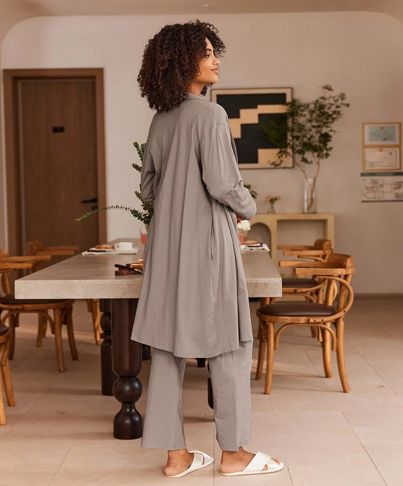 Women’s Three Piece Lounge Set with Longline Robe 6