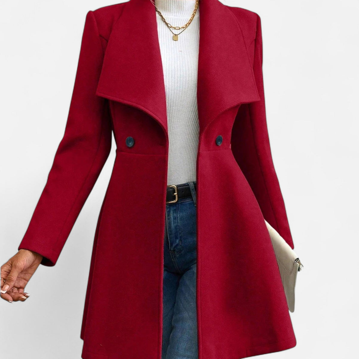 Wool Blend Winter Coat for Women | Tailored Lapel Design 0