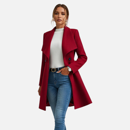 Wool Blend Winter Coat for Women | Tailored Lapel Design 1