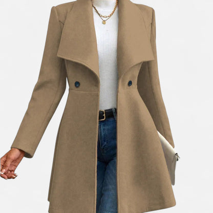 Wool Blend Winter Coat for Women | Tailored Lapel Design 3